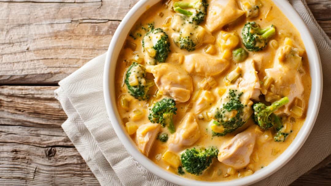 Kurczak z brokułami: Obiad w sosie serowo-śmietanowym