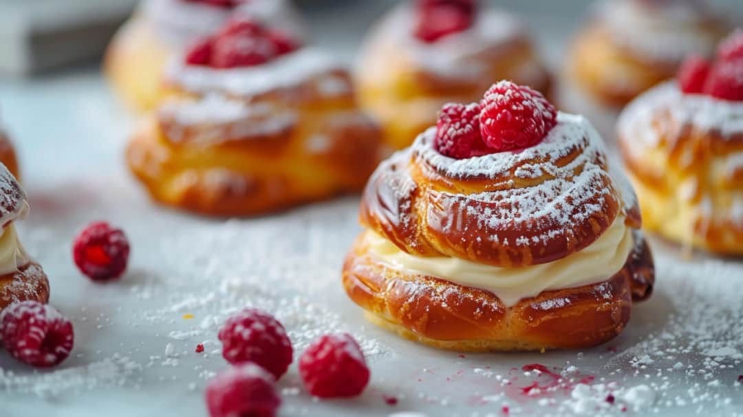 Drożdżówki z budyniem i malinami: Słodkie przekąski na deser