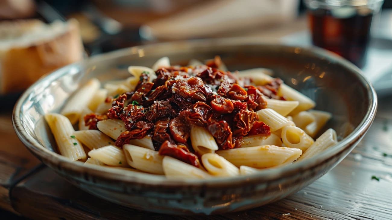 Makaron z sosem z suszonych pomidorów: Ekspresowy przepis